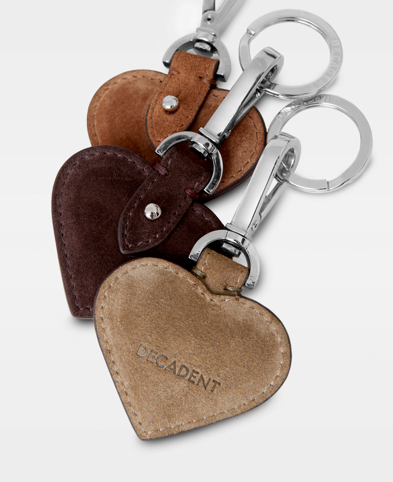 SMALL HEART key ring - Suede Dark Brown