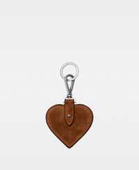 HEART key ring - Suede Cognac