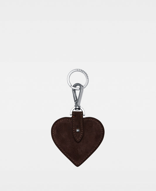 HEART key ring - Suede Dark Brown