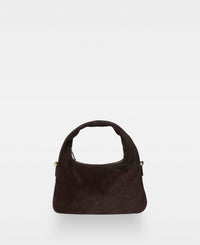 TRACY small shoulder bag - Suede Dark Brown