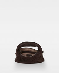TRACY small shoulder bag - Suede Dark Brown