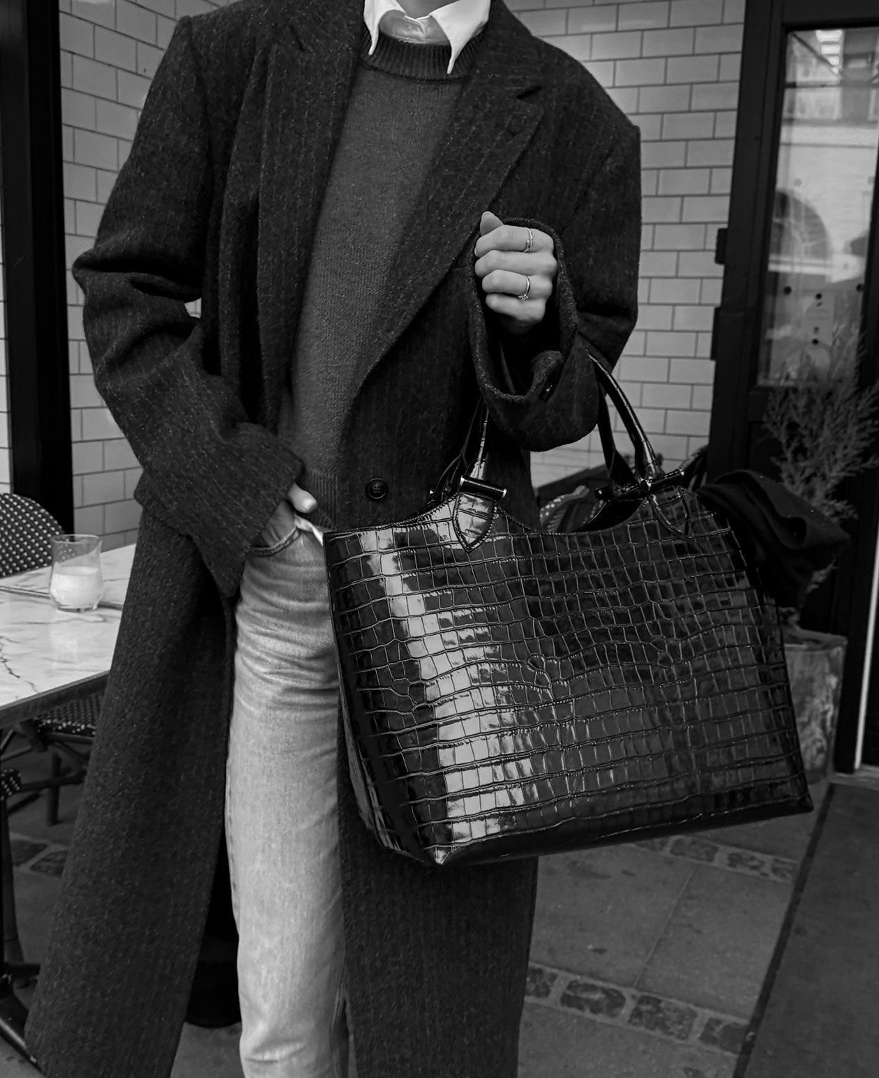 ELOUISE big tote - Croco Black