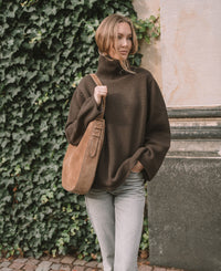 FARRAH hobo bag - Suede Tan