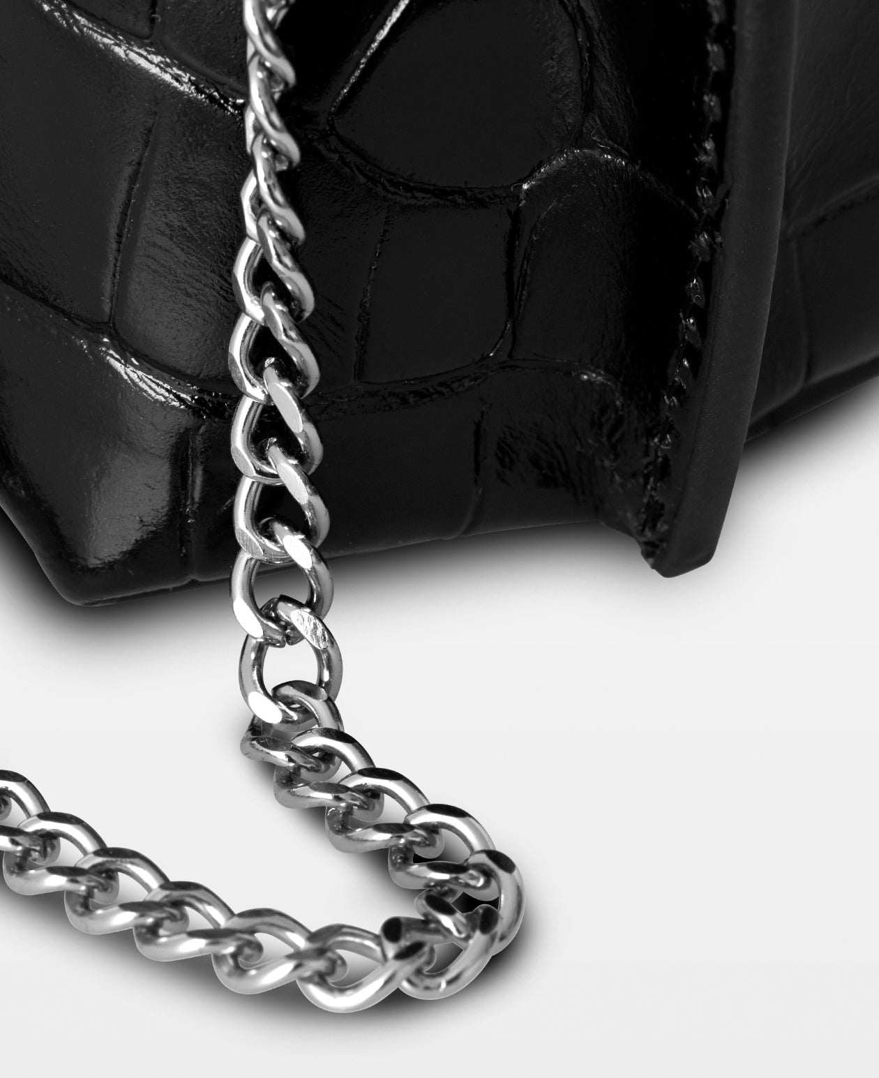 Mini Hobo Bag Quilted Chain PU Black